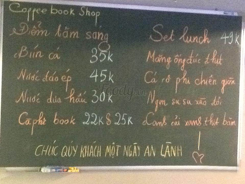 Menu Book Shop Cafe