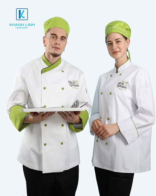 Đồng phục áo đầu bếp nhà hàng mẫu 34 màu trắng ảnh 1-1