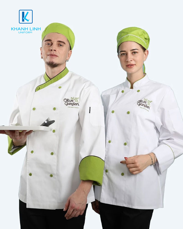 Đồng phục áo đầu bếp nhà hàng mẫu 34 màu trắng ảnh 1-1 1
