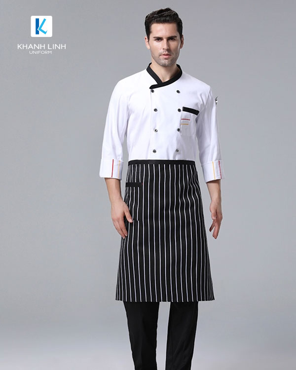 Đồng phục áo đầu bếp nhà hàng mẫu 34 màu trắng ảnh 2
