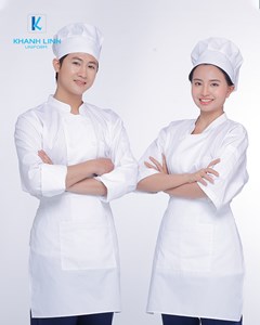 Đồng phục áo đầu bếp nhà hàng may sẵn màu trắng mẫu 67 1