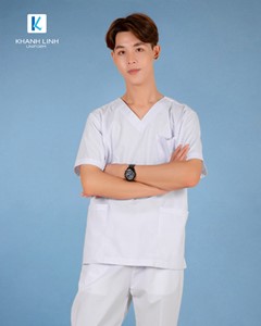 Bộ Áo Blouse bác sĩ nam may sẵn mẫu 13 màu trắng 1