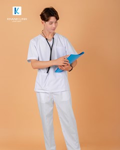 Bộ Áo Blouse bác sĩ nam may sẵn mẫu 13 màu trắng 6