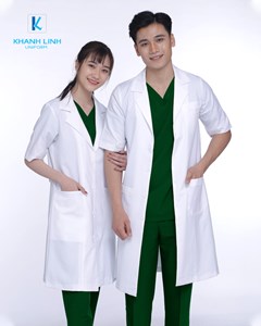 Áo Blouse trắng Bác sĩ nam nữ ngắn tay mẫu 11