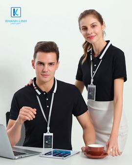 Áo phông đồng phục công ty màu đen mẫu 16