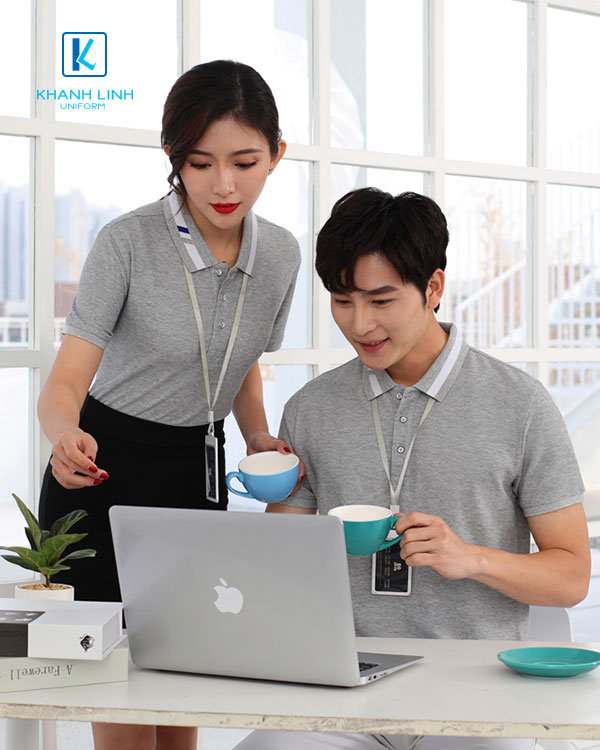 Áo phông đồng phục công ty màu xám mẫu 07 2
