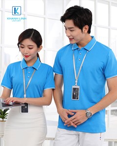 Áo phông đồng phục công ty màu xanh mẫu 01 1