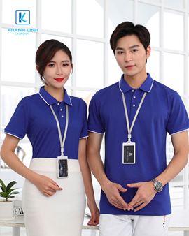Áo phông đồng phục công ty màu xanh dương mẫu 13