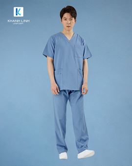 Bộ Quần Áo Scrubs Bác Sĩ Hàn Quốc mẫu 01 màu xanh