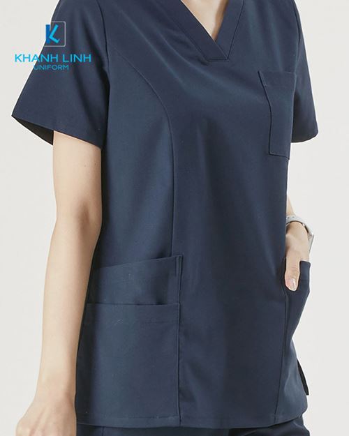 Áo Scrubs Bác Sĩ Hàn Quốc nữ mẫu 04 màu tím than 2