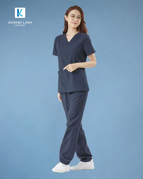 Áo Scrubs Bác Sĩ Hàn Quốc nữ mẫu 04 màu tím than 5