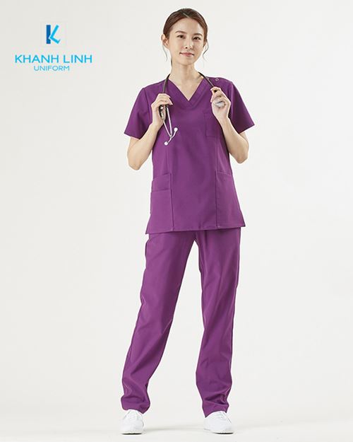 Áo Scrubs Bác Sĩ Hàn Quốc nữ mẫu 03 màu tím 4