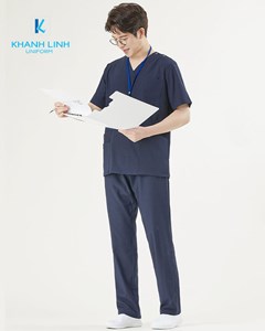 Áo Scrubs Bác Sĩ Hàn Quốc nam mẫu 05 màu tím than 2