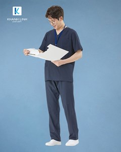Áo Scrubs Bác Sĩ Hàn Quốc nam mẫu 05 màu tím than 4