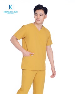 Áo Scrubs Bác Sĩ nữ mẫu 06 màu vàng 6