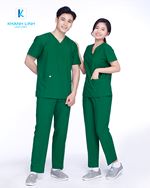 Áo Scrubs Bác Sĩ nam nữ mẫu 09 màu xanh lá cây 8