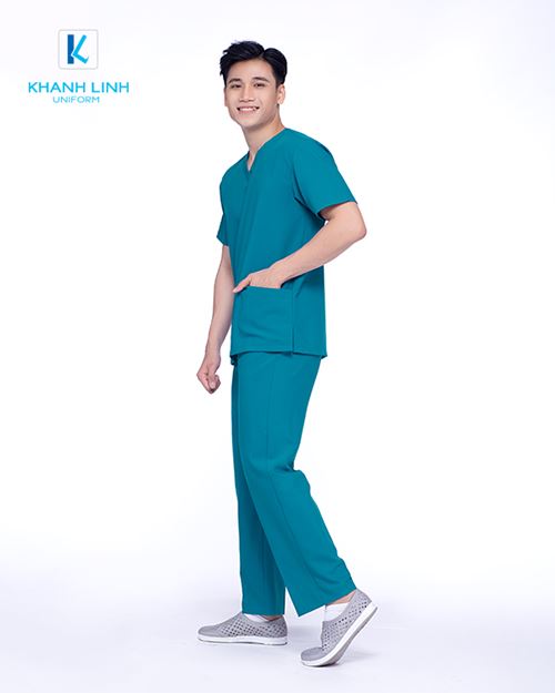 Áo Scrubs Bác Sĩ nam nữ mẫu 10 màu xanh ngọc 2