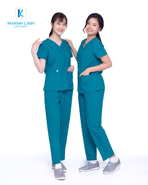 Áo Scrubs Bác Sĩ nam nữ mẫu 10 màu xanh ngọc 6