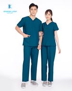 Áo Scrubs Bác Sĩ nam nữ mẫu 11 màu xanh rêu 3