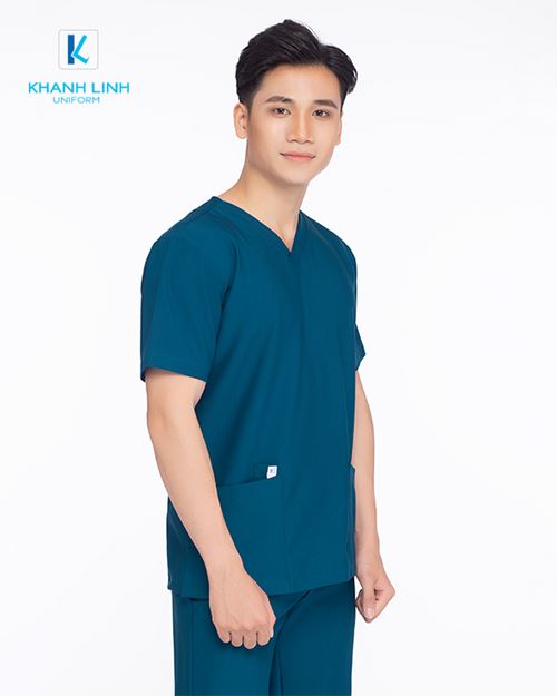 Áo Scrubs Bác Sĩ nam nữ mẫu 11 màu xanh rêu 5