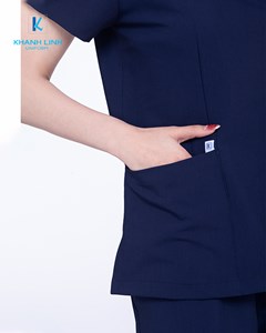 Áo Scrubs Bác Sĩ nữ mẫu 08 màu xanh tím than 2