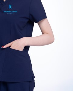 Áo Scrubs Bác Sĩ nữ mẫu 08 màu xanh tím than 3
