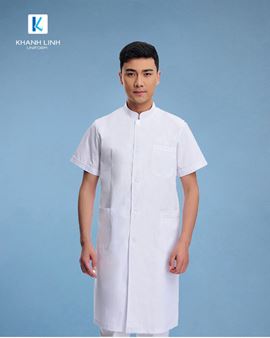 Đồng phục áo bác sĩ nam nữ mẫu 01 màu trắng