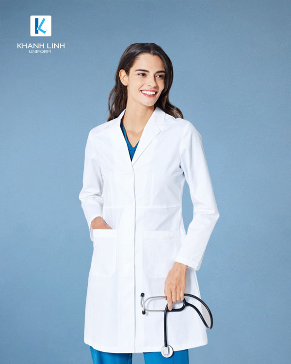 Đồng phục áo bác sĩ nữ mẫu 12 màu trắng