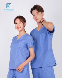 Đồng phục bác sĩ may sẵn mẫu 15 màu xanh da trời 1
