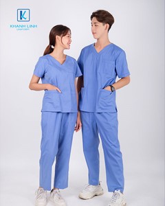 Đồng phục bác sĩ may sẵn mẫu 15 màu xanh da trời 2