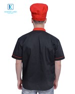Đồng phục áo bếp nhà hàng may sẵn màu đen ngắn tay mẫu 44-2