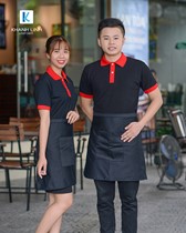 COMBO áo phông cổ bẻ màu đen tạp dề ngắn màu cam 2
