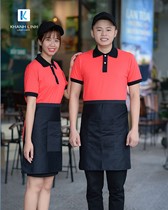 COMBO áo phông cổ bẻ màu cam tạp dề đen ngắn 2