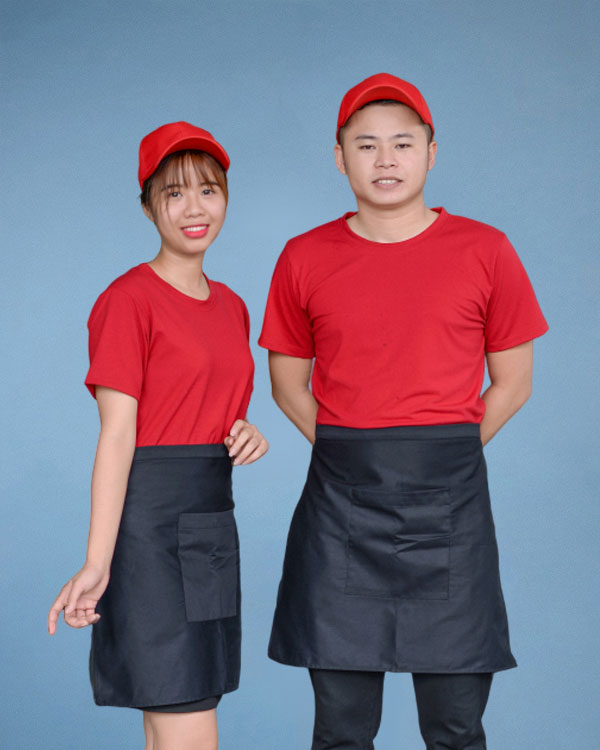 COMBO áo phông cổ tròn + tạp dề ngắn + mũ (Mẫu 7) - GIÁ CHỈ 215K