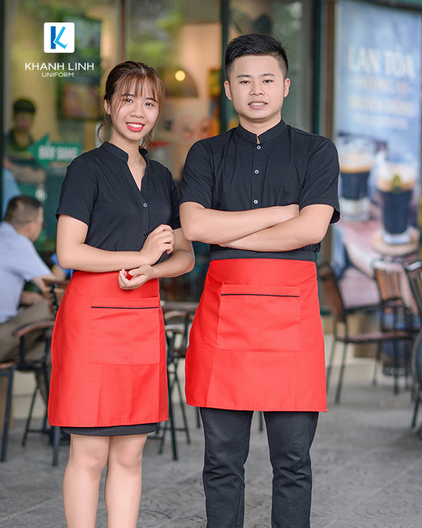 COMBO áo sơ mi màu đen tạp dề ngắn 2