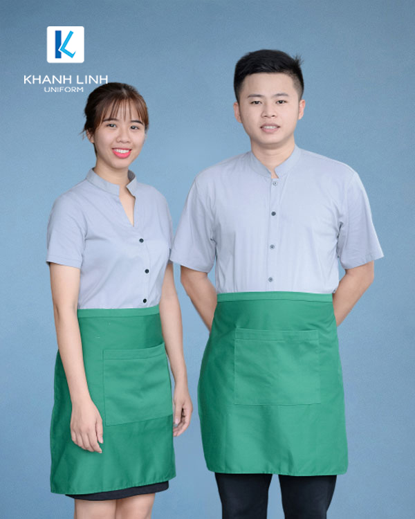 COMBO áo sơ mi xanh nhạt + tạp dề xanh (Mẫu 11) - GIÁ CHỈ 299K