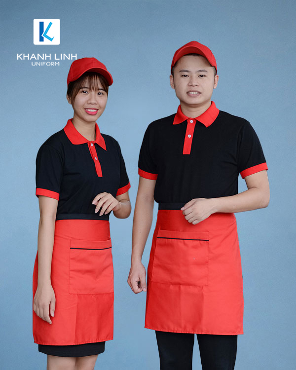 COMBO áo phông cổ bẻ  + tạp dề ngắn (Mẫu 2) - GIÁ CHỈ 199K