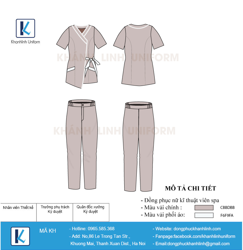 Hình ảnh mẫu thiết kế đồng phục nữ kỹ thuật viên spa màu hồng nhạt cafe mẫu 03