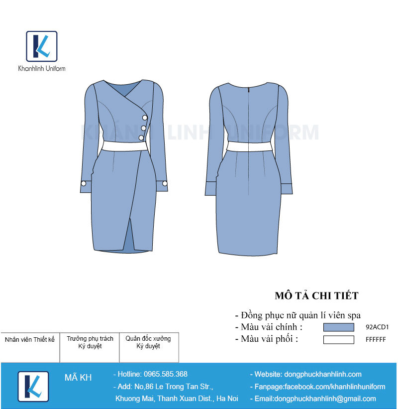 Hình ảnh mẫu Thiết kế đồng phục nữ Quản lý spa màu xanh da trời mẫu 09