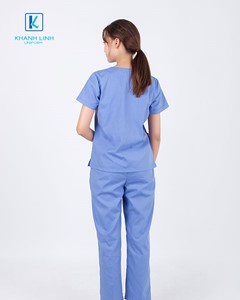 Quần áo bác sĩ nữ may sẵn mẫu 05 màu xanh da trời 3