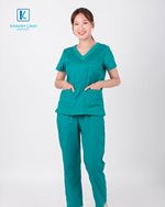 Quần áo bác sĩ nữ may sẵn mẫu 07 màu xanh dương 1