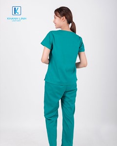 Quần áo bác sĩ nữ may sẵn mẫu 06 màu xanh lá cây 3