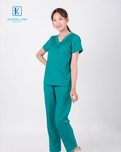 Quần áo bác sĩ nữ may sẵn mẫu 06 màu xanh lá cây 4