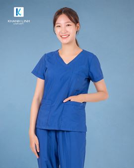 Quần áo bác sĩ nữ may sẵn mẫu 07 màu xanh dương
