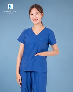 Quần áo bác sĩ nữ may sẵn mẫu 07 màu xanh dương 2