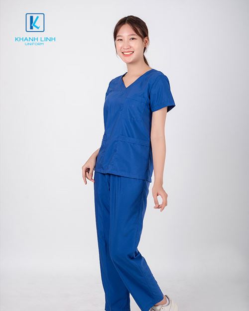 Quần áo bác sĩ nữ may sẵn mẫu 07 màu xanh dương 4
