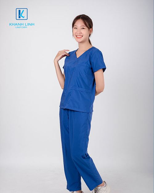Quần áo bác sĩ nữ may sẵn mẫu 07 màu xanh dương 5