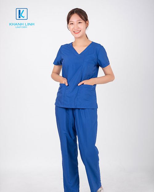 Quần áo bác sĩ nữ may sẵn mẫu 07 màu xanh dương 6
