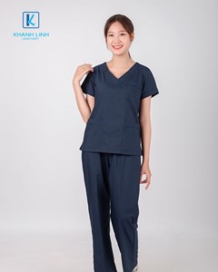 Quần áo bác sĩ nữ may sẵn mẫu 05 màu xanh da trời 10